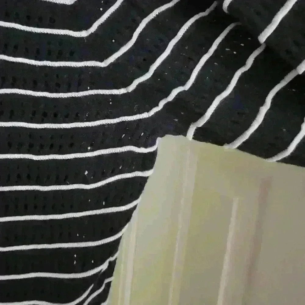 H&M open stitch lightweight cardigan navy/white stripes size L